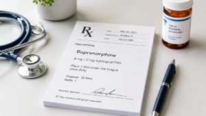 prescription pad showing buprenorphine prescription